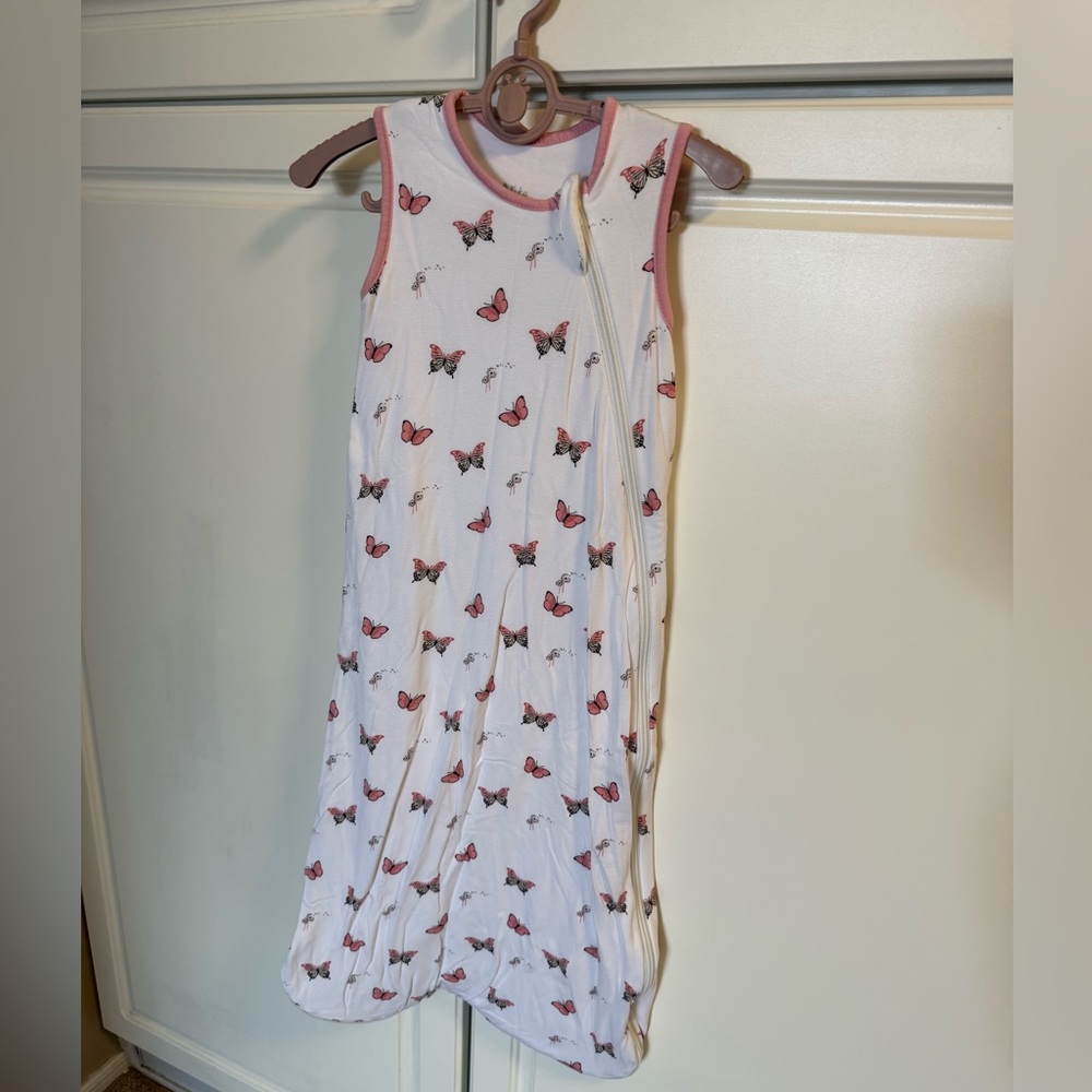 Kyte BABY White Pajama Sleep Sack with Pink Butterflies